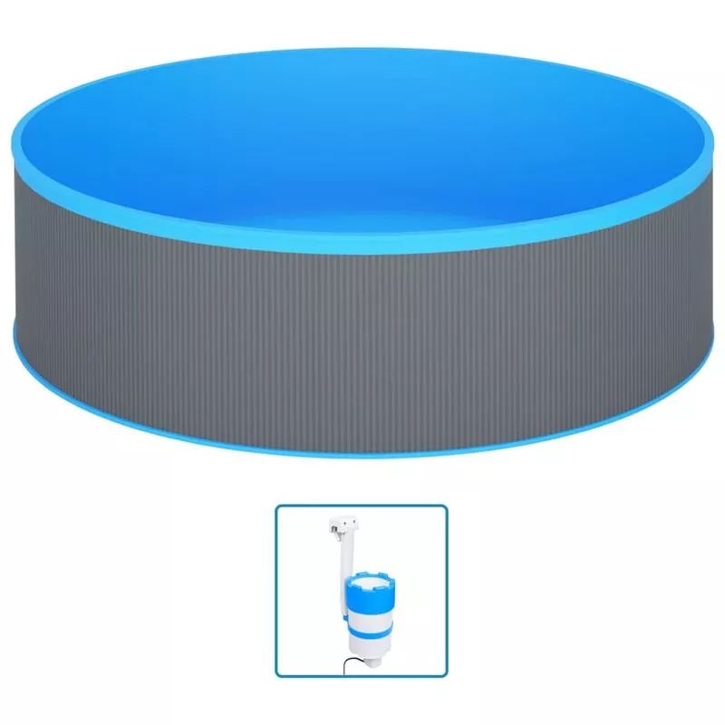 Piscina de chapoteo con skimmer colgante y bomba 350x90 cm gris barato