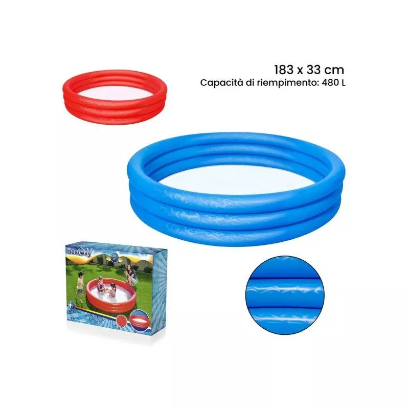 Piscina de color sólido Efecto de hielo inflable 3 anillos 183x33cm Jardín 51027 barato