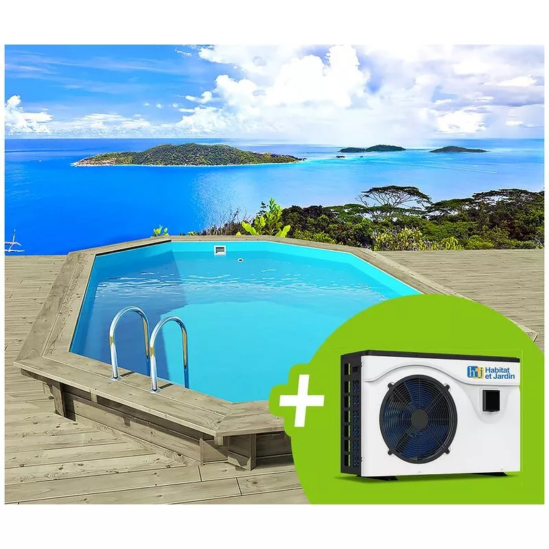 Piscina de madera 'Havana' 7.57 x 4.07 x 1.44 m - Bomba de calor 5 kW/45 m3 barato