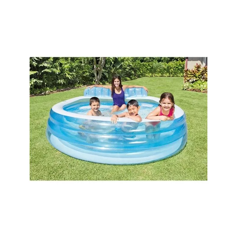 Piscina familiar con centro de natación inflable Centro de natación 229x218x79cm con 3 anillos 57190 barato