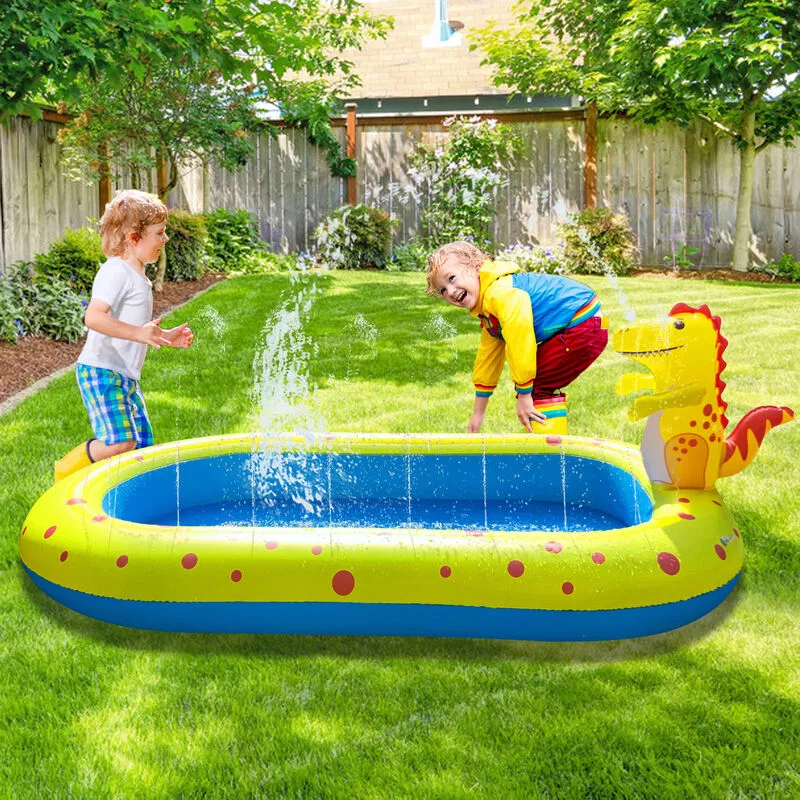 Piscina inflable con pico de dinosaurio