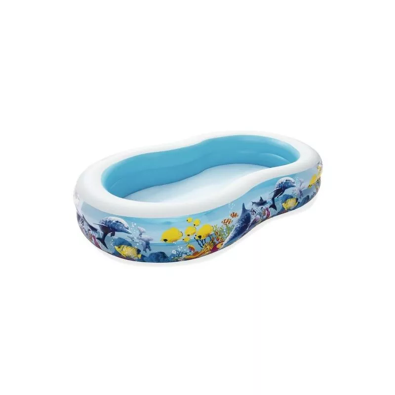 Piscina inflable familiar con ocho 2 anillos Coral Reef 262x157x46cm 54118 barato