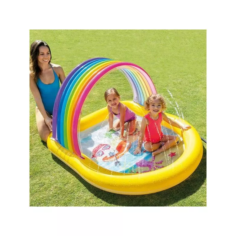 Piscina inflable para bebés 2+años Rainbow 147x130x86cm con salpicadura 57156 barato