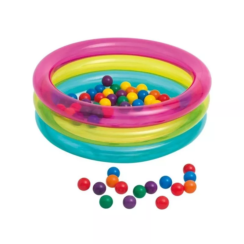 Piscina inflable para niños 3 anillos de color 86x25 cm con juegos de pelota barato