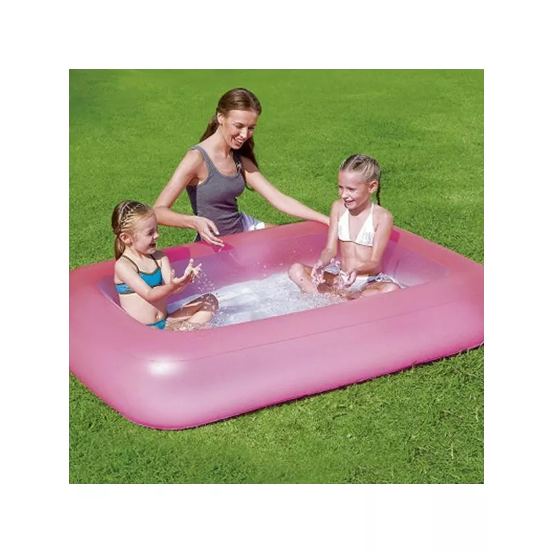Piscina inflable rectangular 165 x 104 x 25 cm con antecedentes inflables de niños - Rosa barato