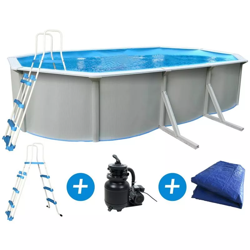Piscina ovalada en acero aspecto color blanco Caracas- 6.10 x 3.60 x 1.20 m barato