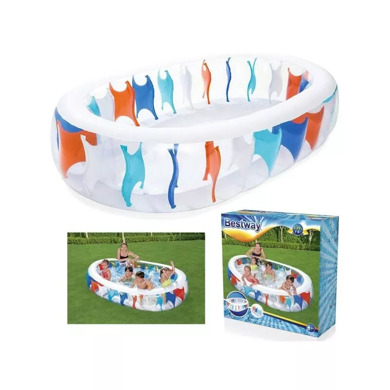 Piscina ovalada inflable 229x152x51 cm de espesor bordes para niños familiares verano barato