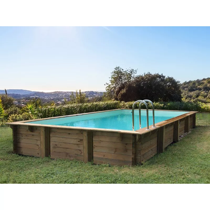 Piscina rectangular de madera Tampa - 7.20 x 4.20 x 1.44 m barato