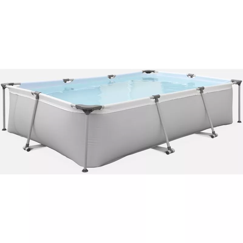 Piscina Tubular Gris Tanzanita, Piscina Rectangular 3X2M Con Bomba De Filtración Piscina Sobre Suelo Estructura De Acero - Gris En Oferta Piscina Tubular Gris Tanzanita