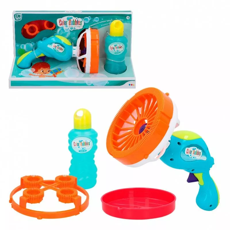 Pistola eléctrica lanza pompas Color Bubbles barato
