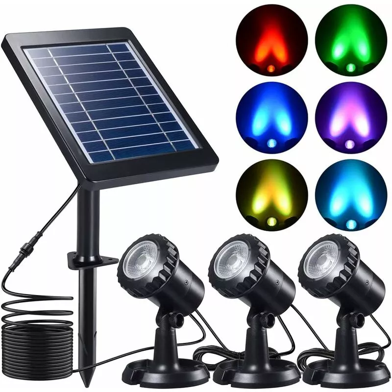 Qersta - PChero Solar Underwater Landscape Pond Lights con 3 luces de buceo IP68 para jardín