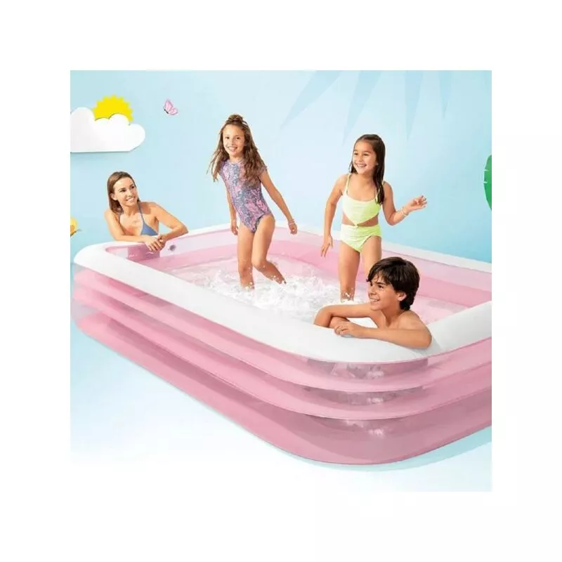 Rectangular Pink Inflatable Natwimming Pool Family Children 305x183x56 cm Garden 58487 barato
