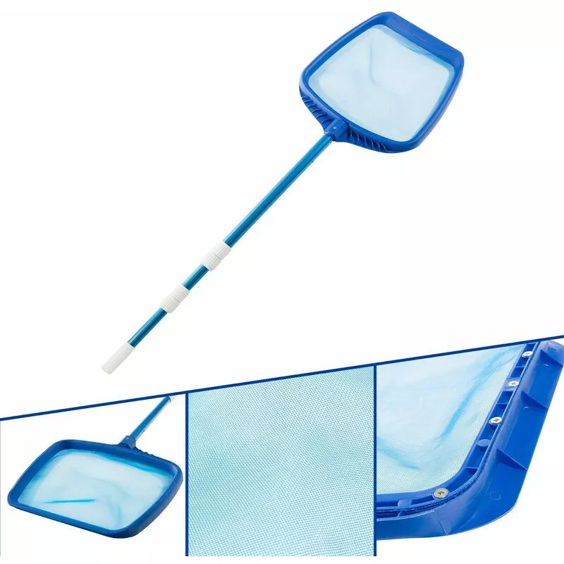 Red de piscina Red de hojas Red de superficie con varilla telescópica - Azul - Arebos barato