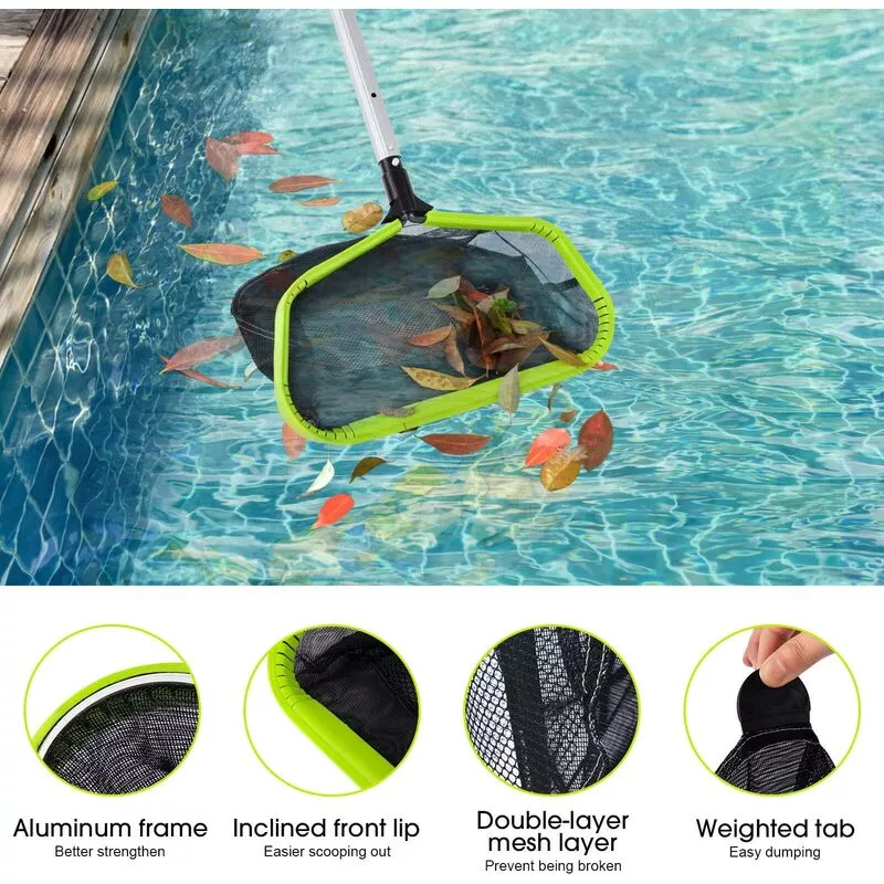 Red de piscina Red de skimmer de piscina Marco de aluminio resistente Red de rastrillo de skimmer de hojas de piscina con malla fina