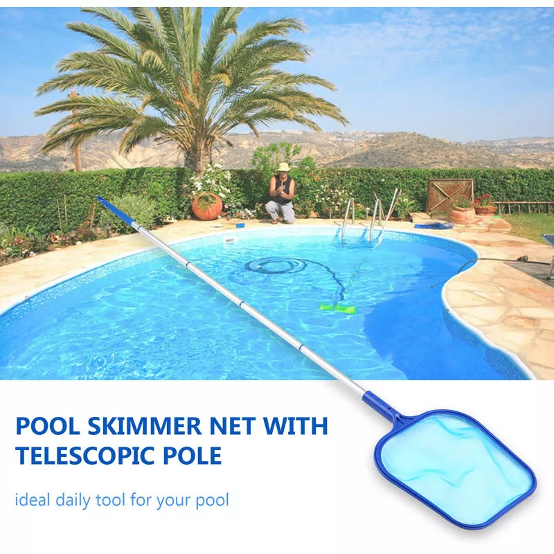 Red para skimmer de piscina con poste telescópico ajustable Eliminación de red de limpieza de piscina Rastrillo de hojas Red de malla de salvamento barato