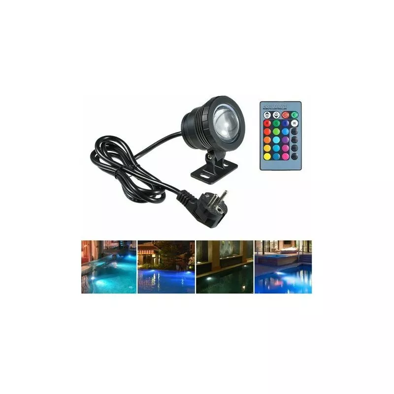 Rzsco 10W Luz de piscina con control remoto 4 modos rgbw IP68 85-265V Foco led Acuario Lámpara subacuática Foco de iluminación sumergible Lámpara de barato