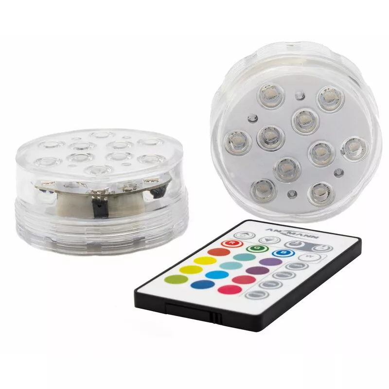 Set de 2 luces LED flotantes para piscinas luces sumergibles de 16 colores 4 efectos de luz con mando a distancia barato