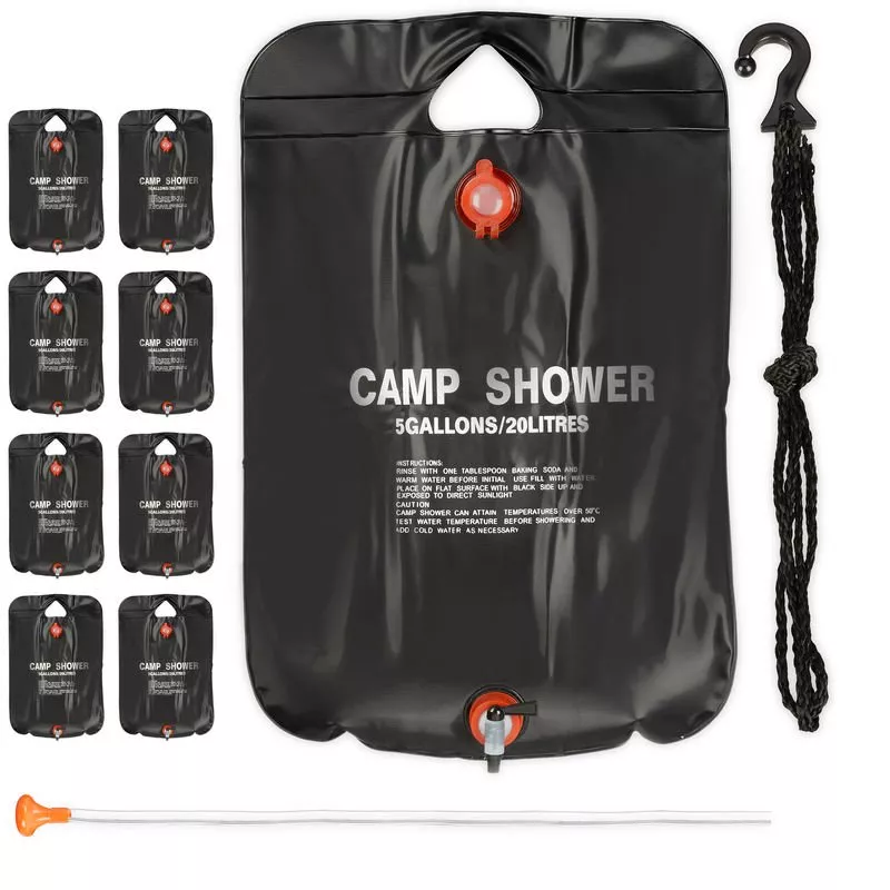 Set de nueve duchas de camping