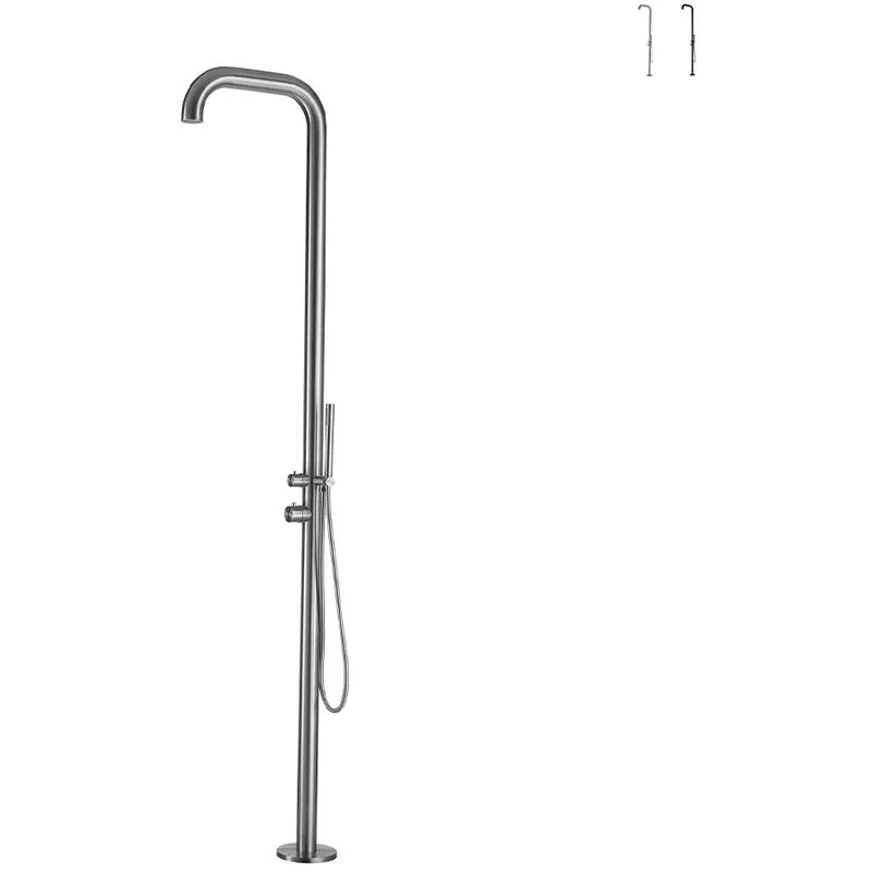 Sined - Ducha exterior piscina jardín acero doble grifo alcachofa Chia | Gris barato