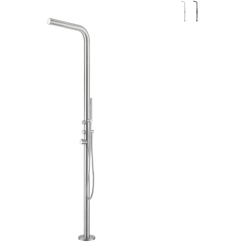 Sined - Ducha jardín piscina acero alcachofa doble grifo Budoni | Gris barato