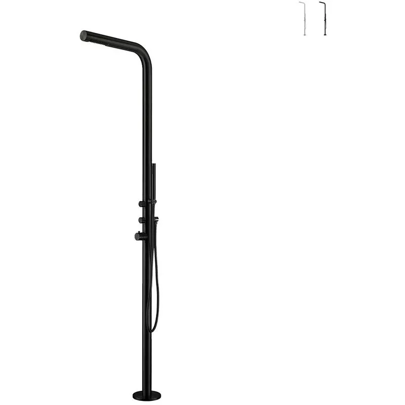 Sined - Ducha jardín piscina acero alcachofa doble grifo Budoni | Negro barato