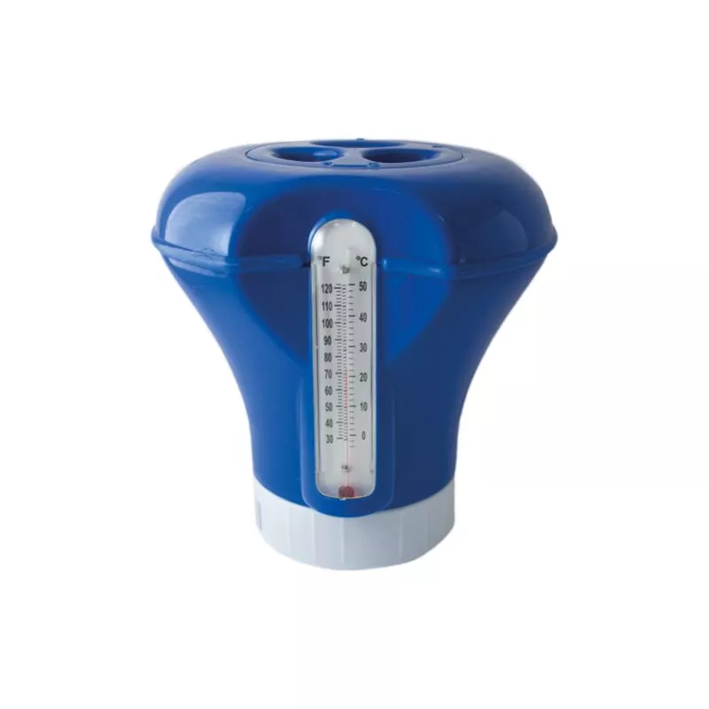 Siqua - Dispensador Cloro Flotante con Termómetro. Dosificador automático de cloro para piscinas