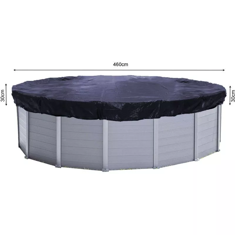 Solar Cubierta de piscina de invierno redonda 200g / m² para piscina 420 - 460 cm Dimensiones de lona ø 520 cm Negro barato
