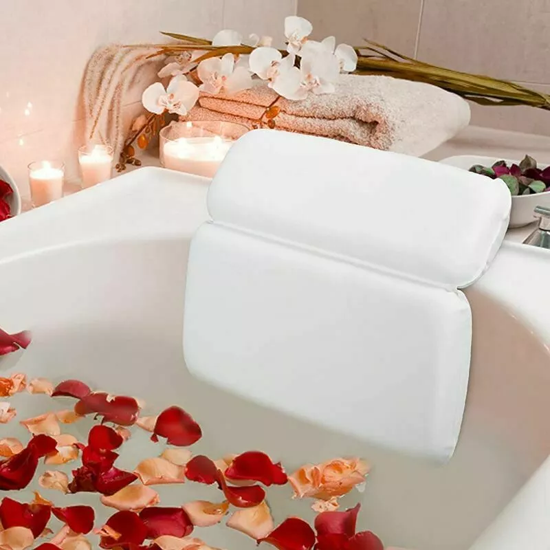 Soleil - Almohada de bañera Cojín de baño impermeable con 7 ventosas antideslizantes mejoradas Reposacabezas de spa y baño Almohada de bañera de lujo barato