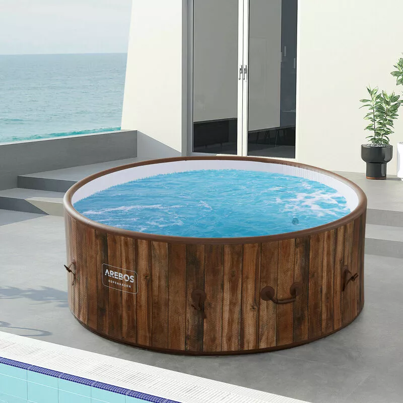 Spa Hinchable In-Outdoor Whirlpool Spa Piscina Bienestar Calefacción Masaje Inflable ⌀ 180 cm - Aspecto madera - Arebos barato