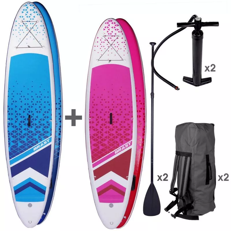 Tabla Paddle Surf inflable DUDE & LADY + 2 remos telescópicos + 2 mochilas + 2 bombas + kit de reparación