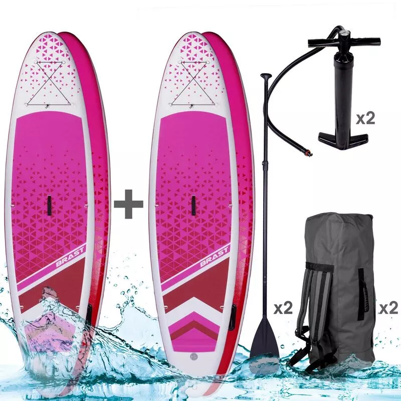 Tabla Paddle Surf inflable LADY & LADY + 2 remos telescópicos + 2 mochilas + 2 bombas + kit de reparación