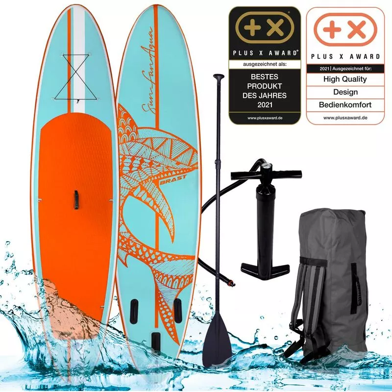 Tabla Paddle Surf inflable SHARK azul claro 300x76x15 cm