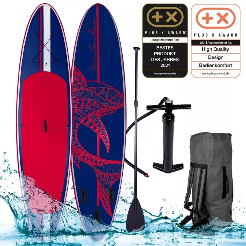 Tabla Paddle Surf inflable SHARK azul rojo 320x76x15 cm