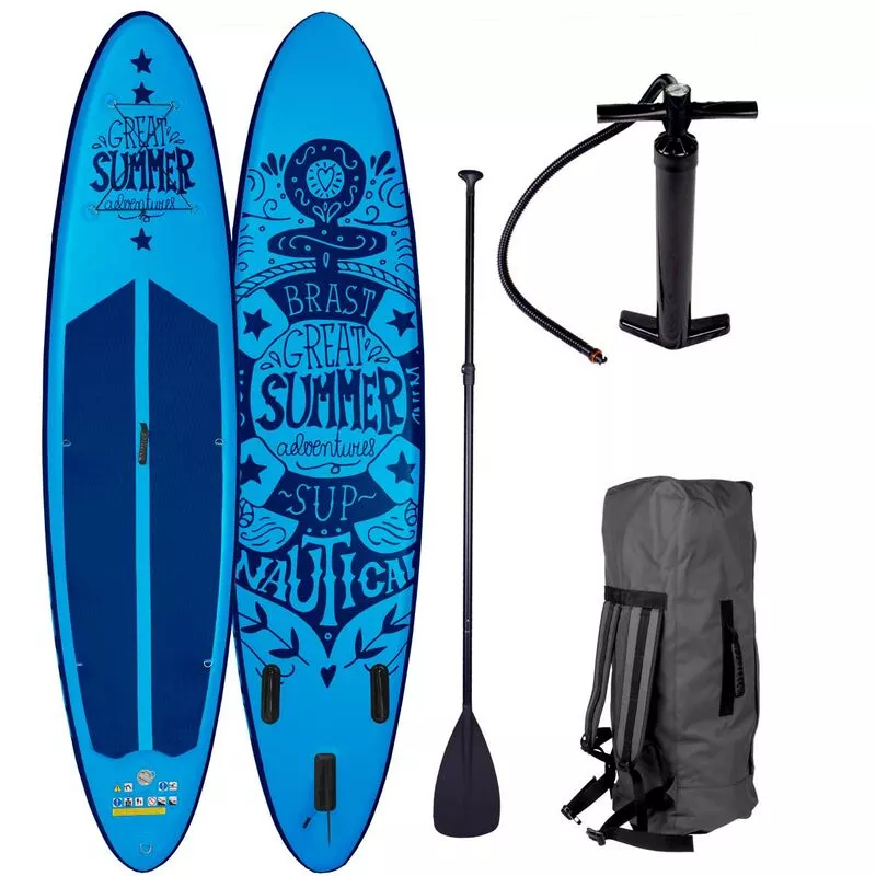 Tabla Paddle Surf inflable SUMMER azul 320x76x15 cm 120kg+remo telescópico+mochila+bomba+kit de reparación
