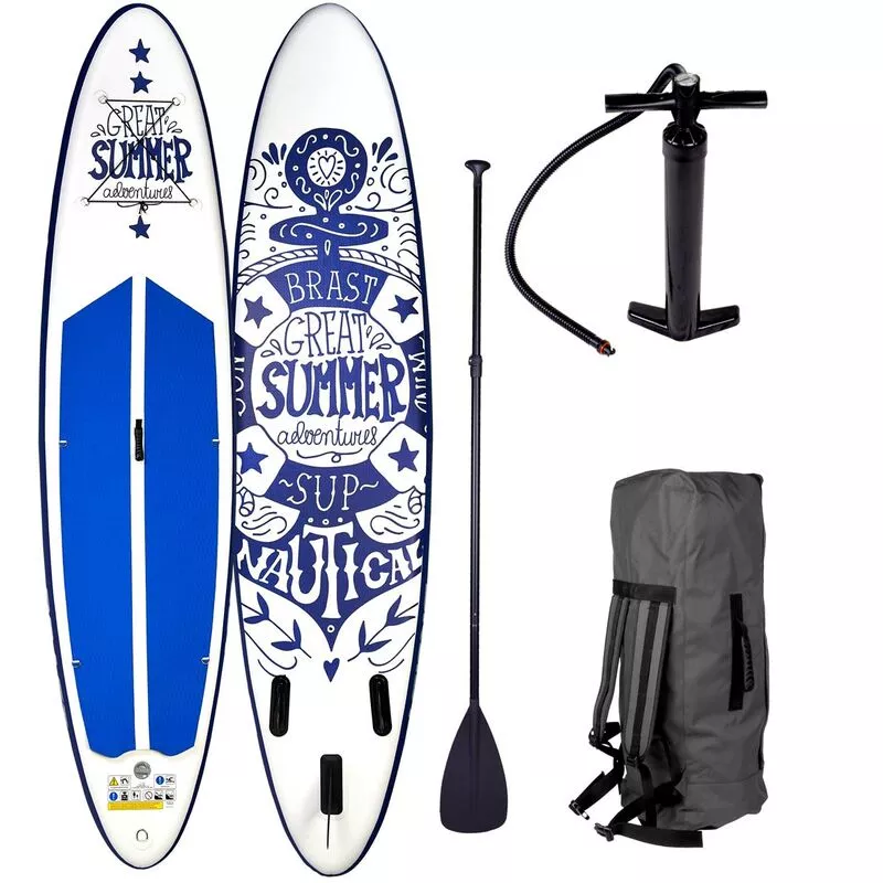Tabla Paddle Surf inflable SUMMER blanco 320x76x15 cm 120kg+remo telescópico+mochila+bomba+kit de reparación