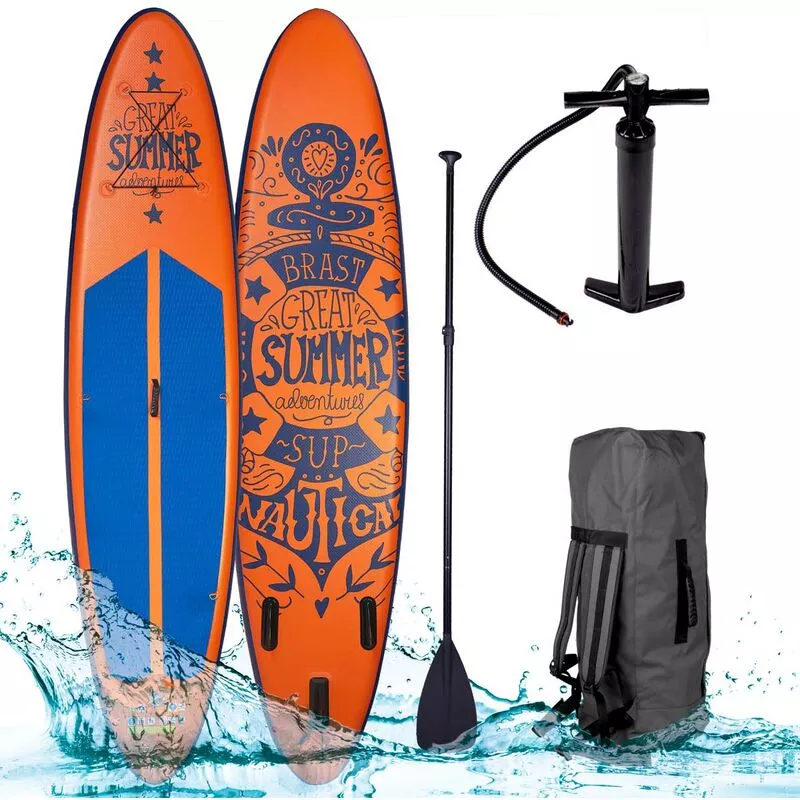 Tabla Paddle Surf inflable SUMMER naranja 320x76x15 cm 120kg+remo telescópico+mochila+bomba+kit de reparación