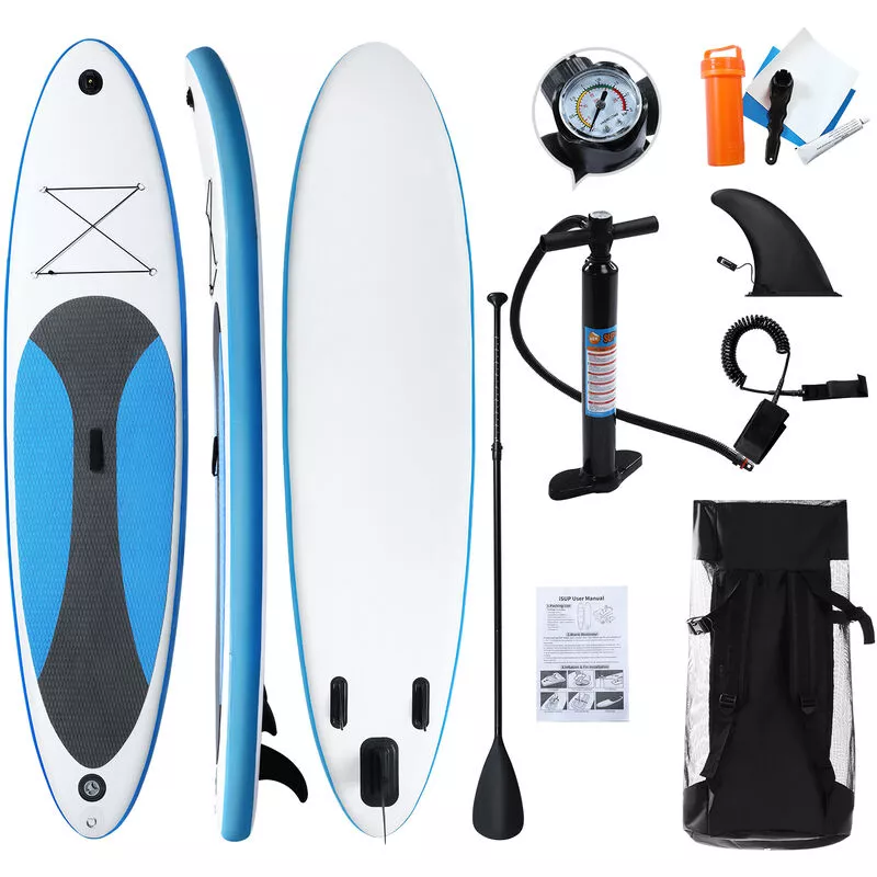 Tabla de surf inflable Stand Up Paddle -300 x 76 x 10cm Juego de tabla de SUP inflable portátil - azul barato