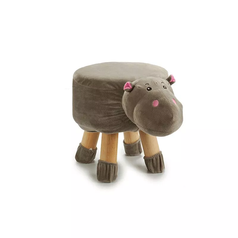 Taburete infantil animal forma hipopotamo Gris barato