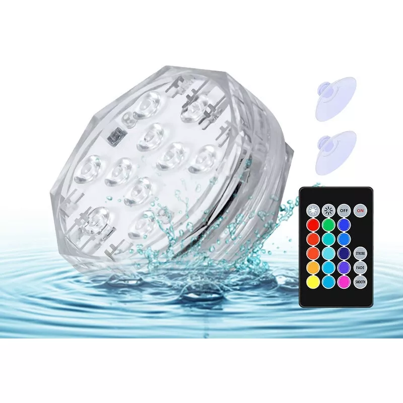 Tancyco - Luces led sumergibles con controles remotos rgb 15 colores Luces de estanque impermeables Luces subacuáticas para piscina Bañera de barato