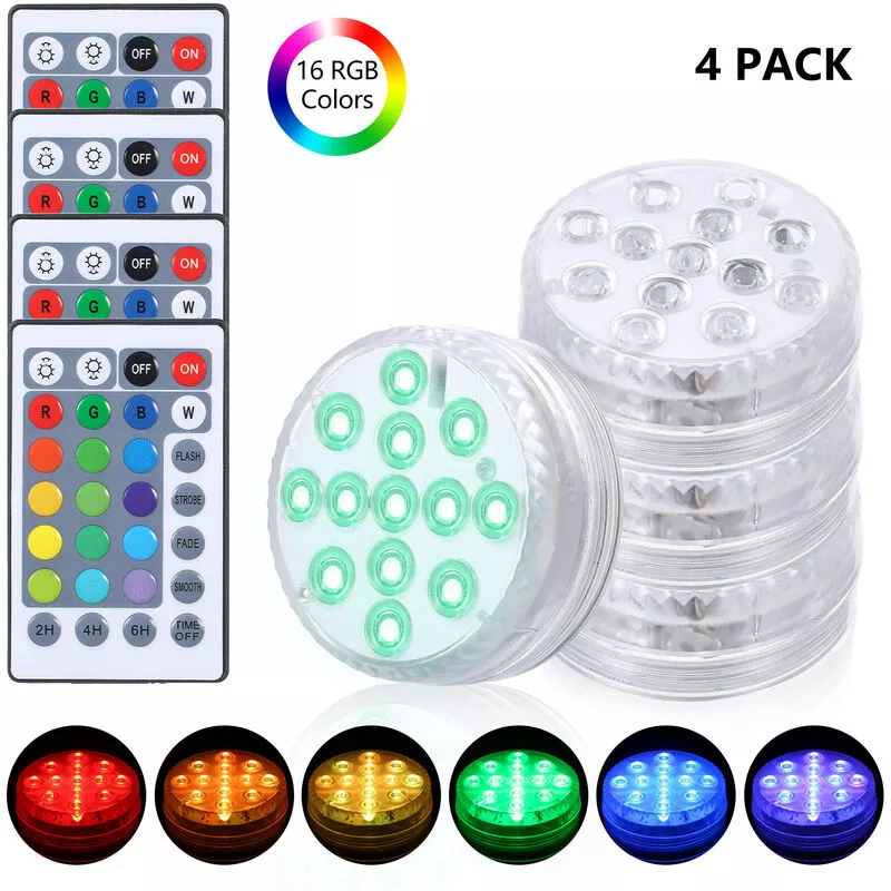 Tancyco - Luz sumergible para piscina con control remoto ir regulable 13 piezas led rgbw Lámpara para fuente de estanque 16 colores 4 modos de barato