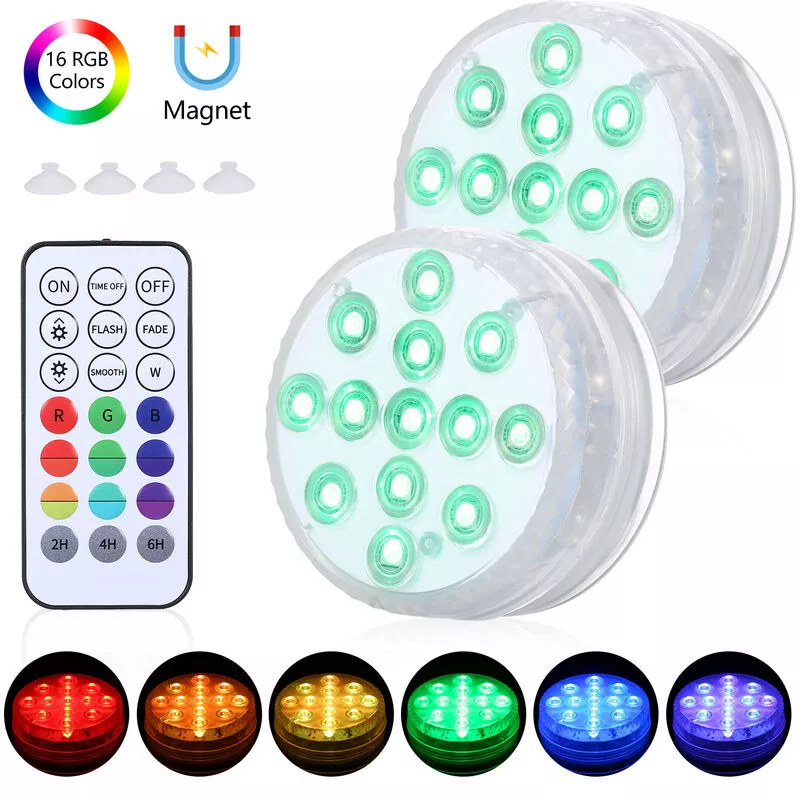 Tancyco - Luz sumergible para piscina con control remoto rf regulable 13 piezas led rgbw Lámpara para fuente de estanque 16 colores y 3 modos de barato