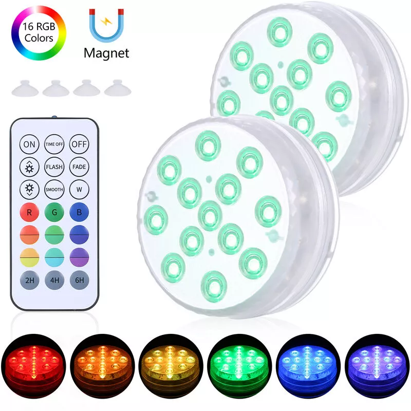 Tancyco - Luz sumergible para piscina con control remoto rf regulable 13 piezas led rgbw Lámpara para fuente de estanque 16 colores y 3 modos de barato