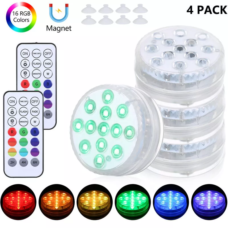Tancyco - Luz sumergible para piscina con control remoto rf regulable 13 piezas led rgbw Lámpara para fuente de estanque 16 colores y 3 modos de barato