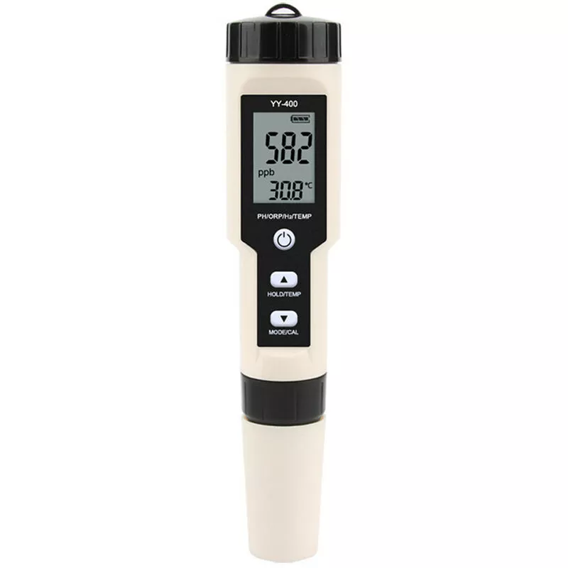 Tancyco - Medidor de pH digital 4 en 1 ph orp H2 Temperatura Monitor de calidad del agua Probador (blanco