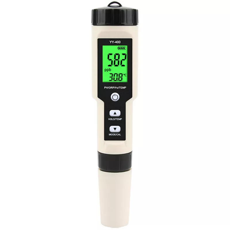 Tancyco - Medidor de pH digital 4 en 1 ph orp H2 Temperatura Monitor de calidad del agua Probador con luz de fondo (Blanco