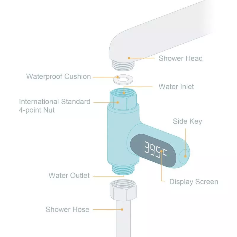 Termometro de agua Medidor inteligente de temperatura del agua Termometro de potencia de flujo de agua Termometro de pantalla digital giratorio de barato