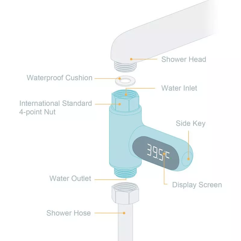 Termometro de agua Medidor inteligente de temperatura del agua Termometro de potencia de flujo de agua Termometro de pantalla digital giratorio de barato