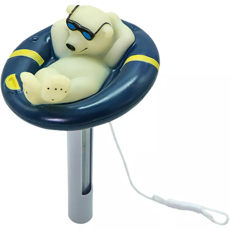 Termómetro de piscina flotante Termómetros de temperatura del agua con forma de oso polar de dibujos animados con cuerda para piscinas cubiertas al barato