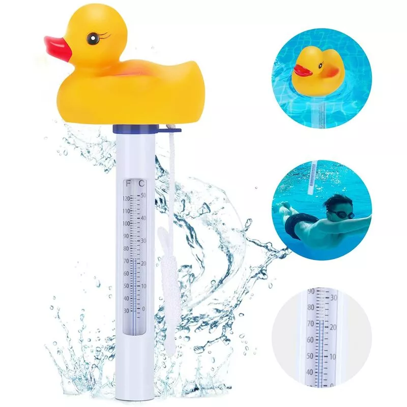 Termómetro de piscina termómetro de agua flotante resistente a los golpes con pantalla grande y cuerda para piscinas interiores al aire libre