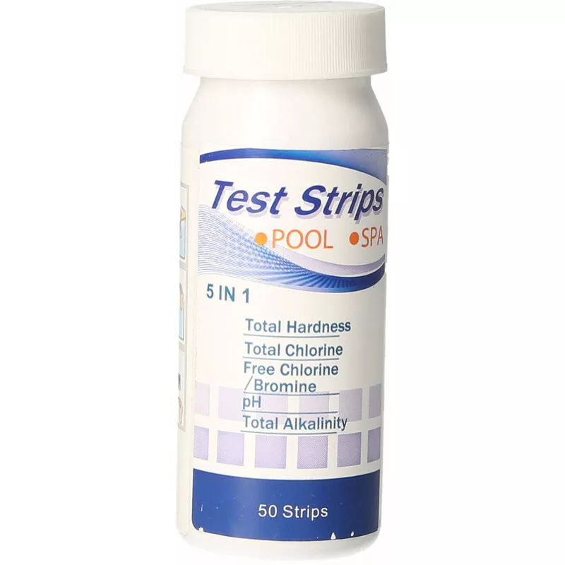 Tiras de prueba 5 en 1 Kit de prueba de tiras de prueba de spa y piscina para dureza total/cloro total/cloro libre/bromo/pH/alcalinidad total 50 barato